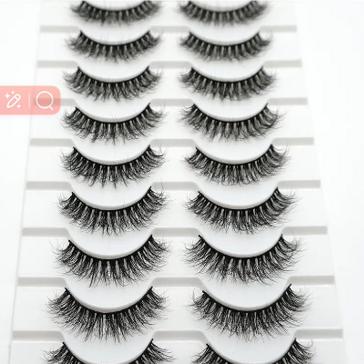 10 par full strip vippegruppe gratis faux mink naturlige vipper