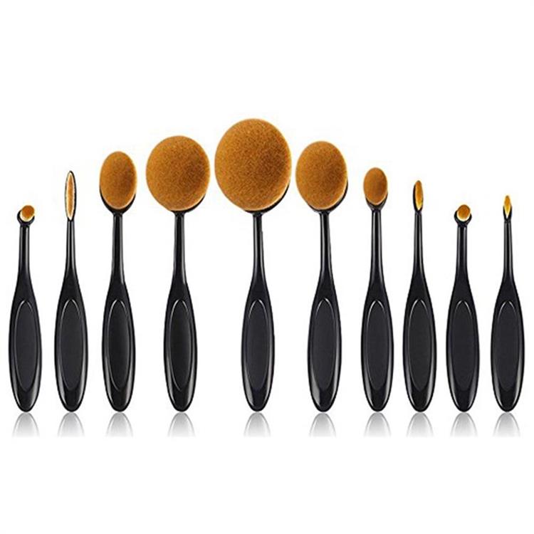 10PCS Kosmetisk tannbørste Makeup børste Oval sminkebørster sett