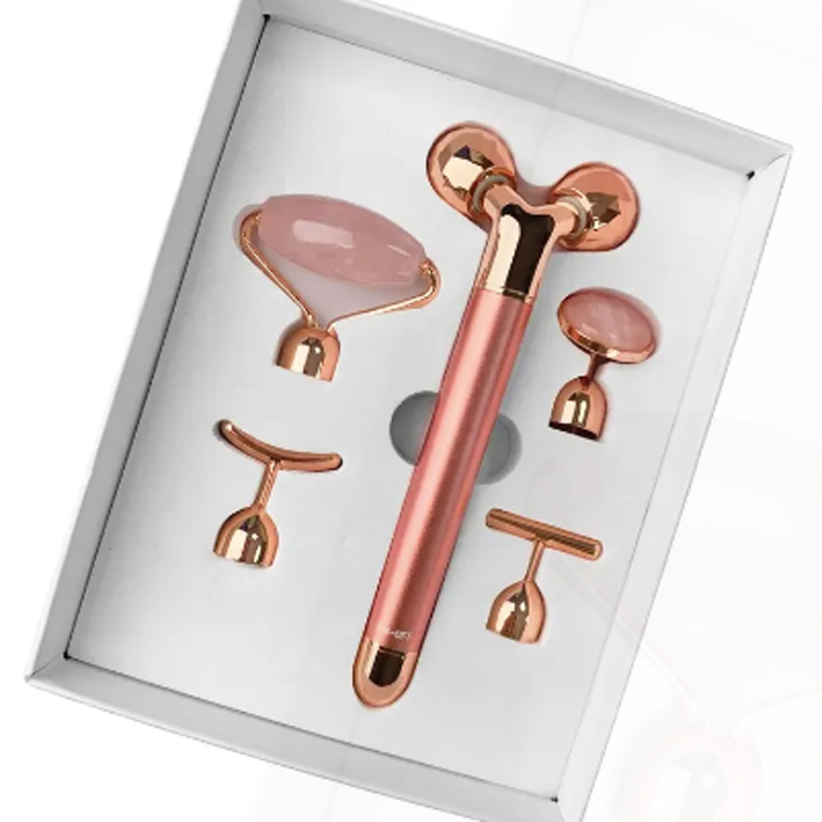 2024 Hot Selling Rose Quartz vibrerende 5 i 1 elektrisk jadevals
