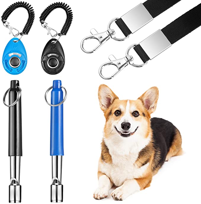 6stk Justerbar Hundetreningsfløyte med Clicker Kit