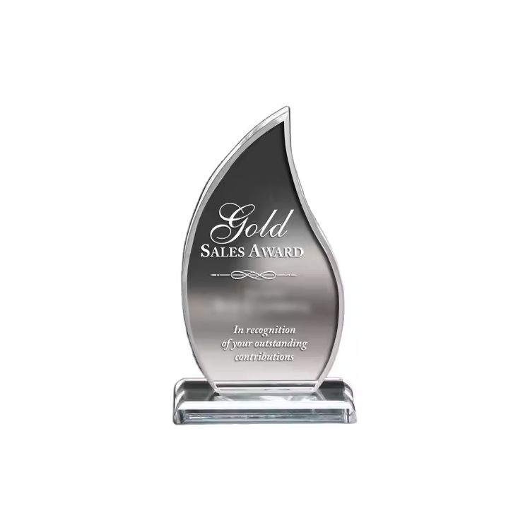 Award on Acrylic Base Flame Shaped Trophies Metal Medaljer