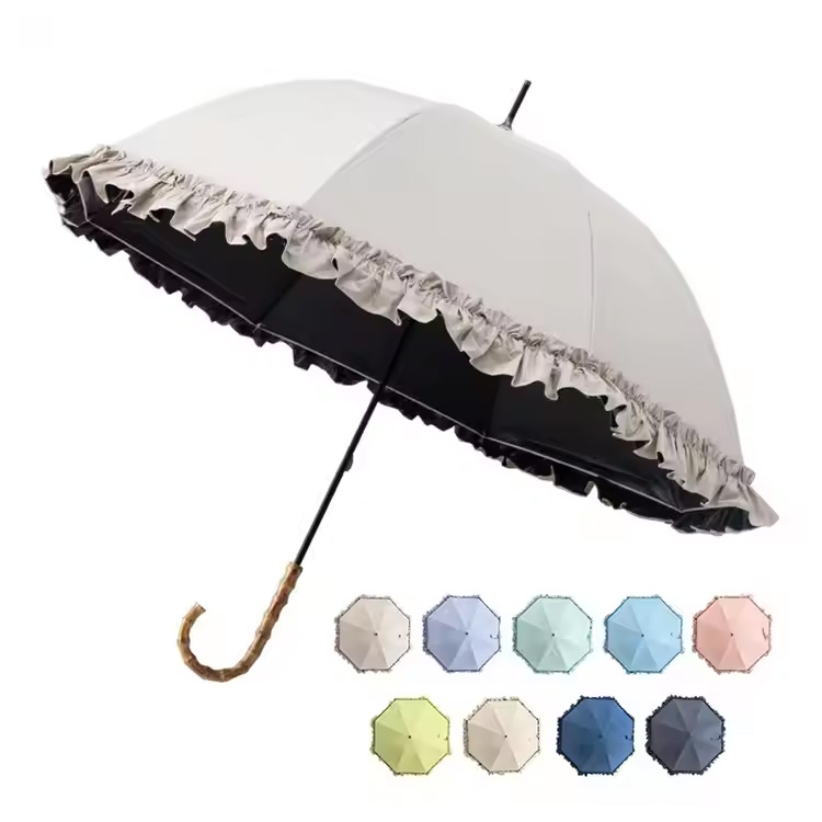 Black Coat Rain Gear J-Formhåndtak Dome rett paraply