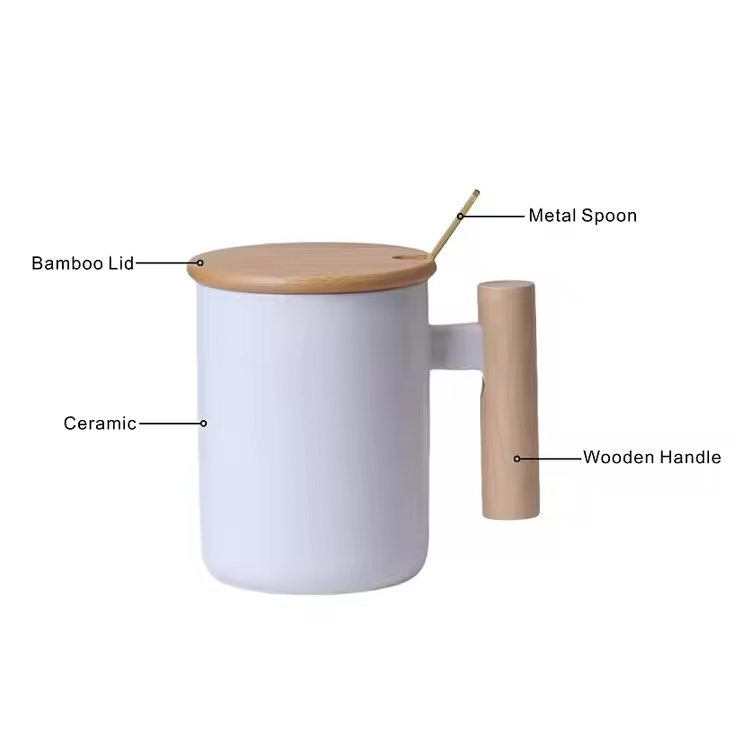 Klassisk design med trehåndtak porselens kaffekopp