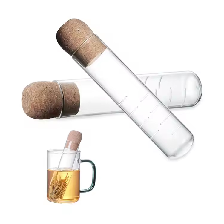 Design Tube Shape Borosilicate Glass Tea Infuser Strader