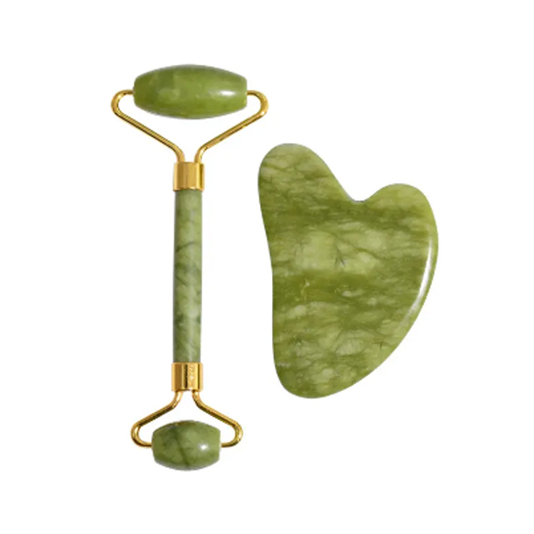 Ansiktsmasse av høy kvalitet Natural Gua Sha Green Jade Roller