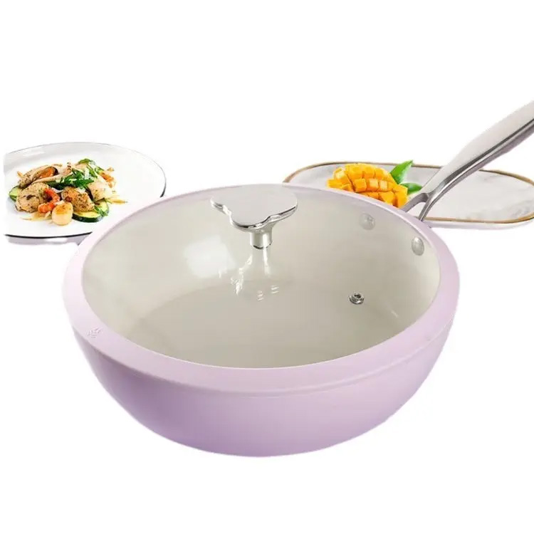 Lavendel skall porselen wok brostein keramisk stekepanne