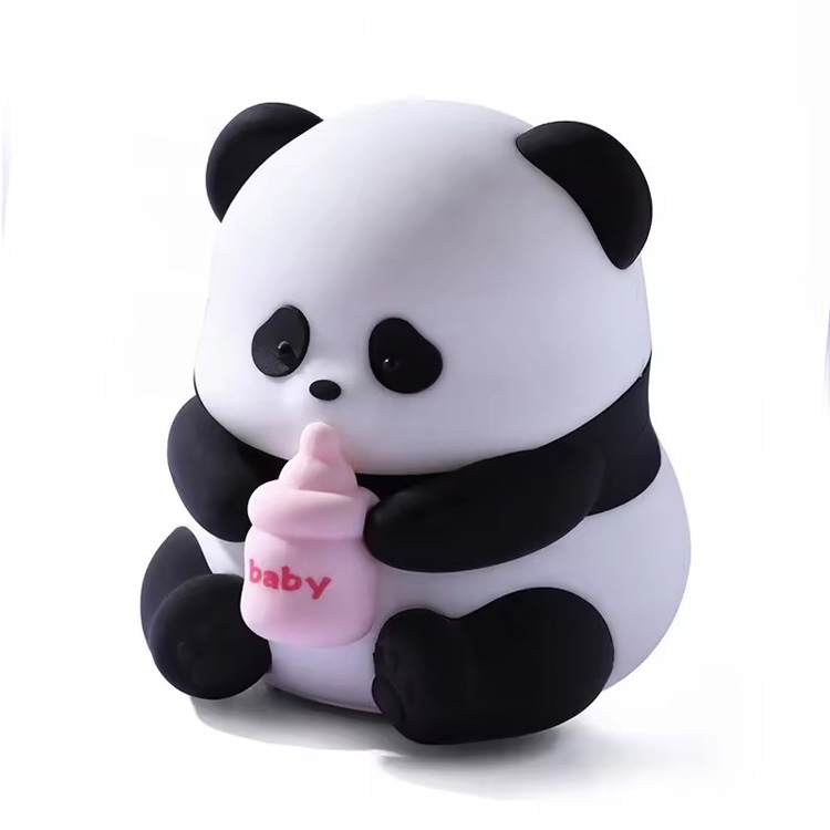 Panda Baby Night Lights Søt Animal Silikon skrivebordslampe