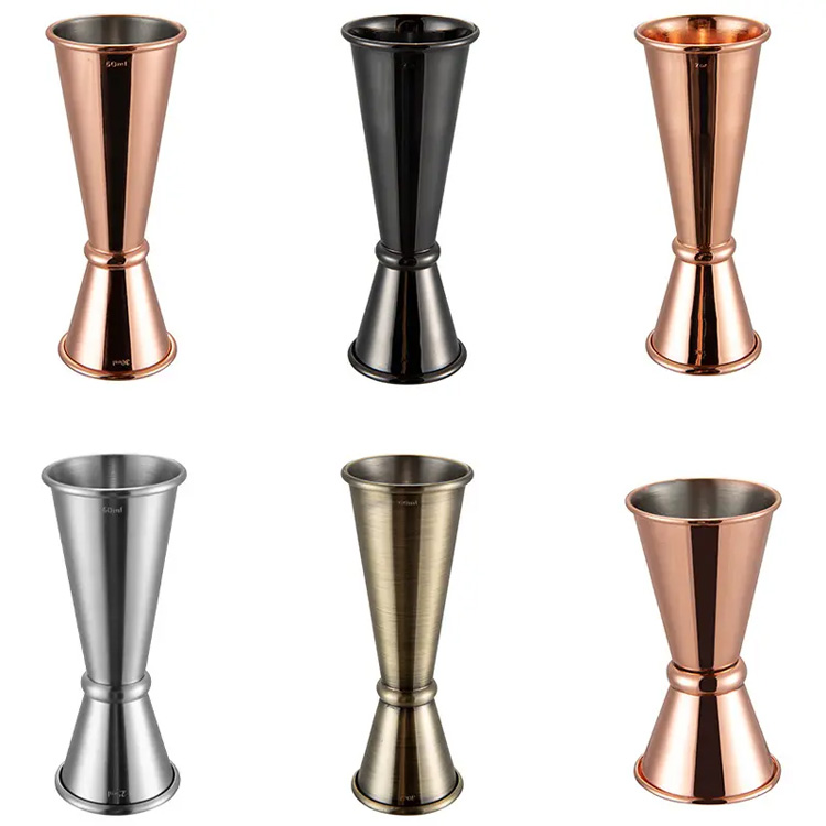 Premium Copper Silver 2Cl/4Cl rustfritt stål Dobbelt Jigger