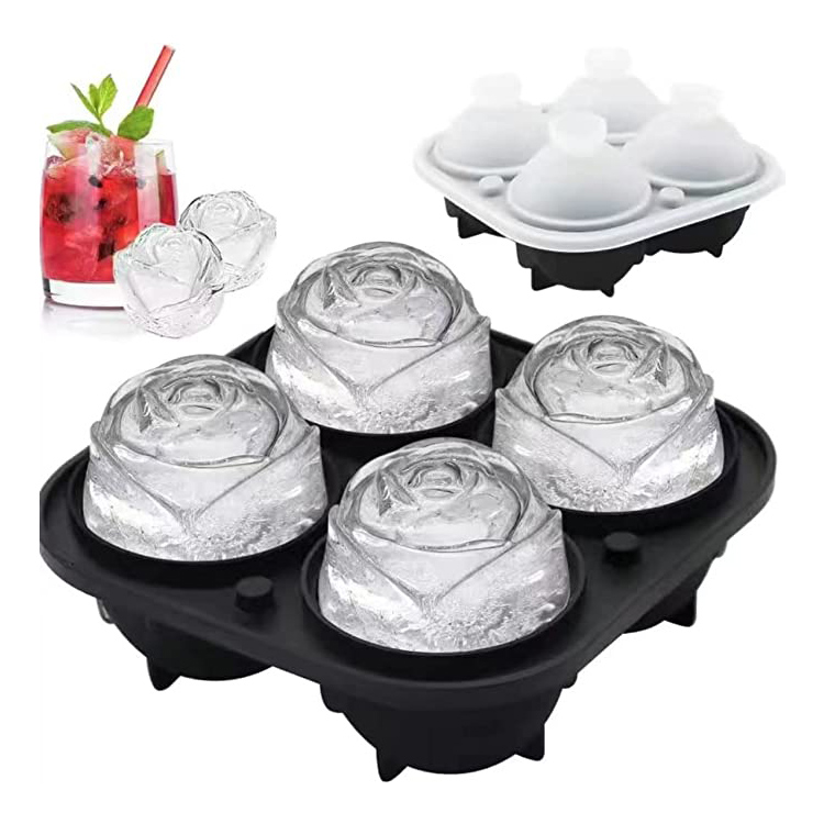 Nyhet 3D Silikon Rose Ice Mold Cube Skuff