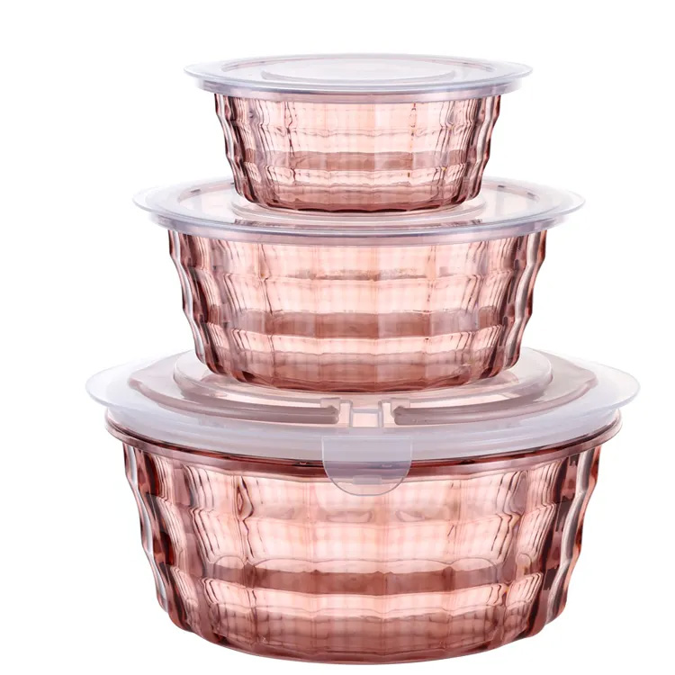 Stackable hekkende 3 -delt plastrunde matbeholdere