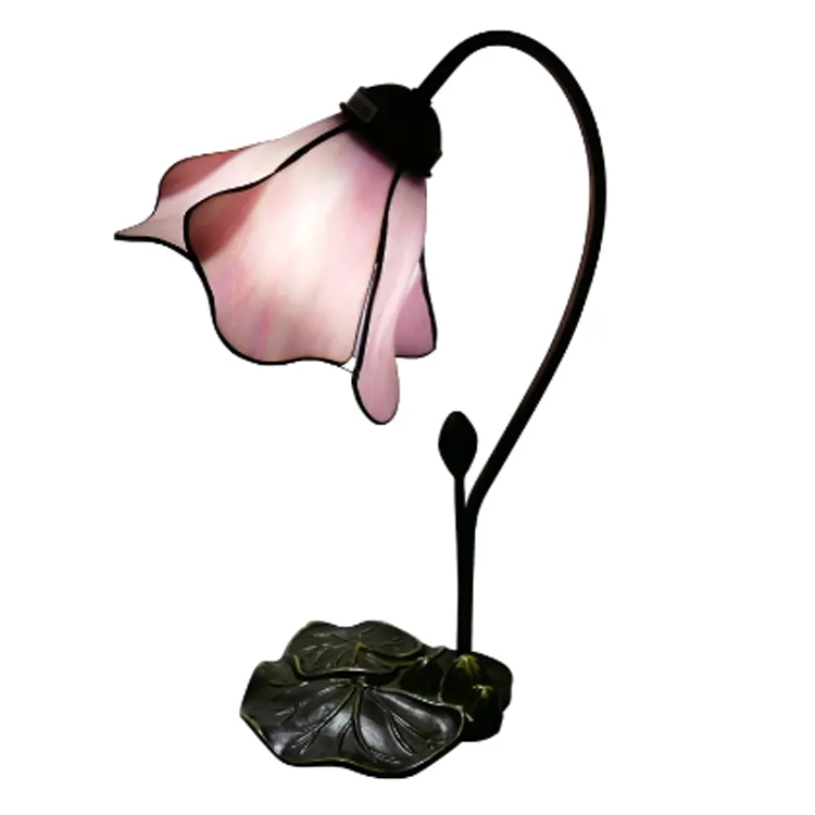 Tiffany Style Vintage Reading Pink Electric Power Bordlampe