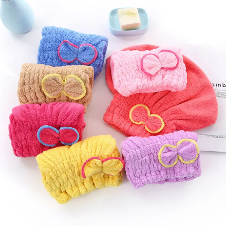 Ultraabsorberende hette Bowknot myke mikrofiber hårtørkingshåndklær